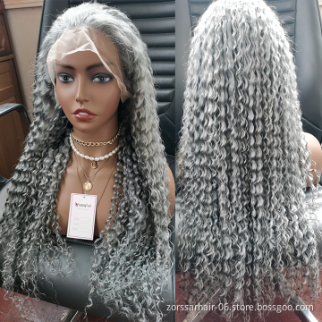 Pre plucked colored curly wigs transparent hd lace frontal grey wigs 100 human hair lace front brazilian gray human hair wigs